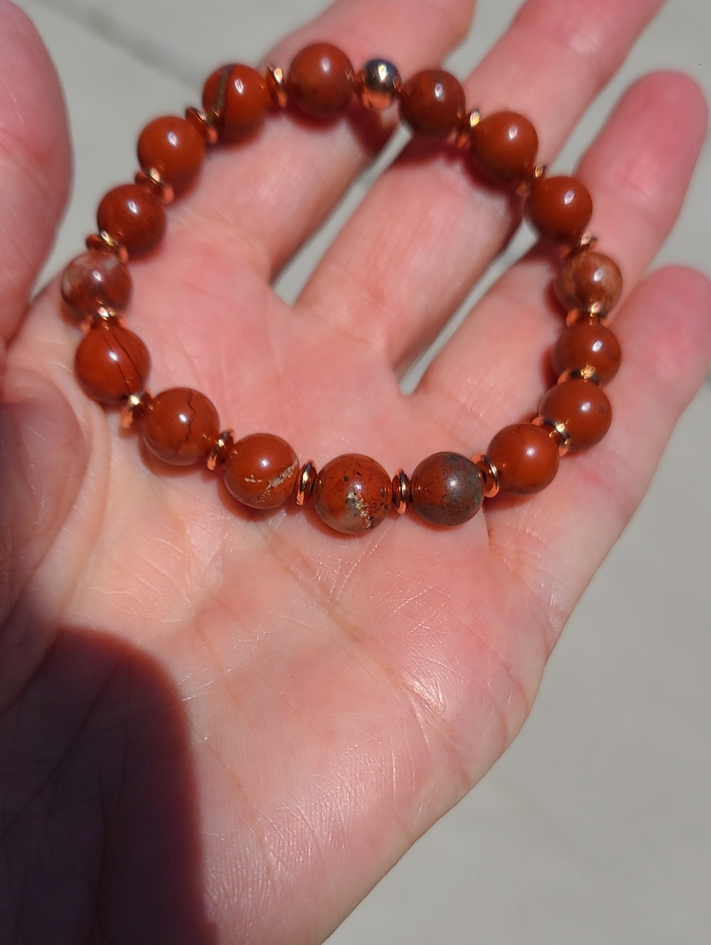Red Jasper Beaded Stretch Bracelet